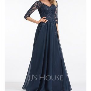 JJ’s House A-Line chiffon floor length evening gown